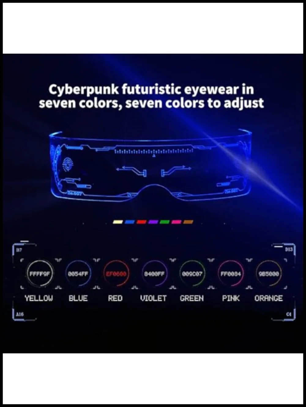 LED Luminous Cyber Glasses - 7 Color Changing Rave Party Sunglasses